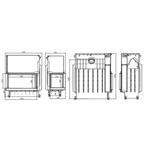 Focar de șemineu - A.caminetti Quattro 90 R Premium Edition - Colț panoramic dreapta (R), 2 suprafețe vitrate, 14.8 KW, randament >80%, încorporabil, Garanție 5 ani.