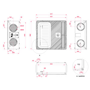 Unitate de ventilație centralizată, ARIA VITALE PLATINUM de la HEATPEX, cu recuperare de căldură, eficiență >90%, filtru F7 pe admisie, M5 pe evacuare, 6 poziții de montare, garanție 5 ani.