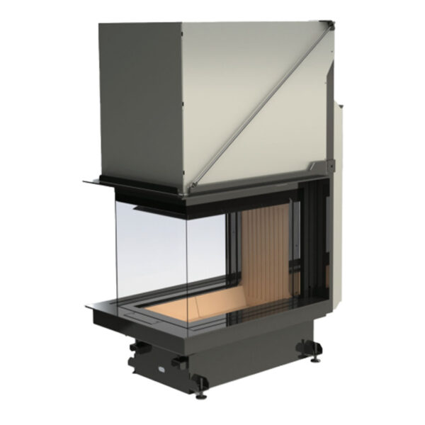 Focar de șemineu - A.caminetti Crystal 3D 50/50 Premium Edition - Geam panoramic 3 suprafețe vitrate, 13 KW, randament >80%, încorporabil, Garanție 5 ani.