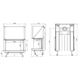Focar de șemineu - A.Caminetti Crystal 90 Premium Edition- Geam panoramic 3 suprafețe vitrate, 12.5 KW, randament >80%, încorporabil, Garanție 5 ani.