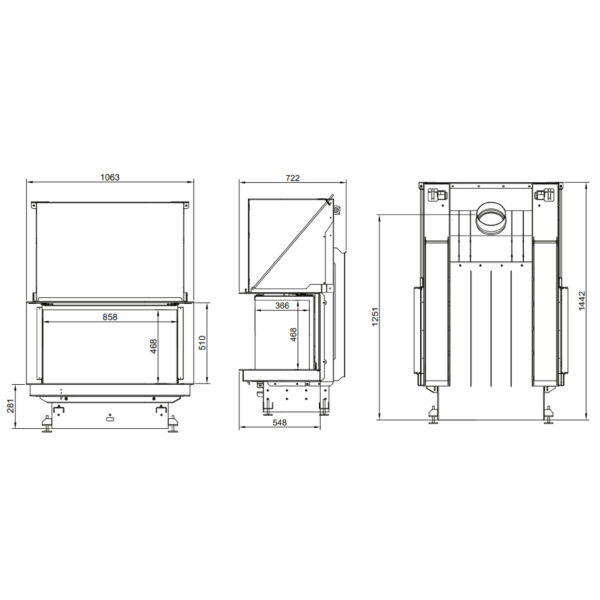 Focar de șemineu - A.Caminetti Crystal 90 Premium Edition- Geam panoramic 3 suprafețe vitrate, 12.5 KW, randament >80%, încorporabil, Garanție 5 ani.