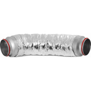 Atenuator zgomot, HEATPEX ARIA ADURO, tehnologie OneClick®  , Ø160 [mm], izolație vată minerală 25 [mm] grosime, manta aluminiu-poliester, etanșeitate prin garnituri cauciuc la ambele capete. Garanție 2 ani.