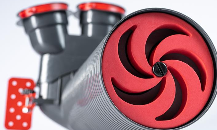 Plenum alimentare/evacuare cu tehnologie OneClick® HEATPEX ARIA CONNECT, 2 prize x Ø90 [mm], terminal Ø125 [mm], material PP, suprafață antibacteriană, clasă etanșeitate ATC 1. Garanție 2 ani.