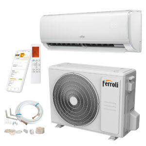 Aer conditionat Ferroli Giada S, 12000 BTU, A++/A+, inverter, Wi-Fi si Kit premium de instalare, 3m, traseu bercluit