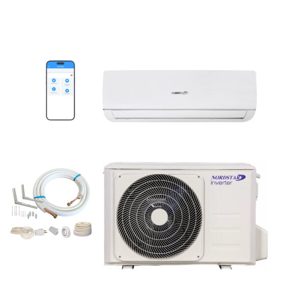 Aer Conditionat Inverter Nordstar Smart 2024, 12000 Btu/h, Wi-Fi si Kit premium de instalare, 3m, traseu bercluit