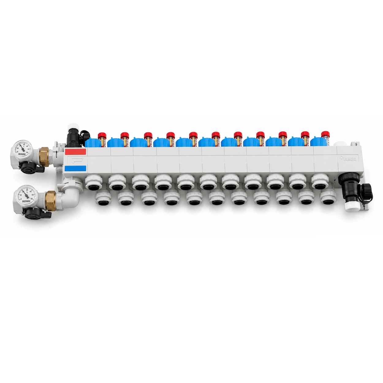 REHAU RAUTHERM SPEED HKV-P Colector-distribuitor, poliamida, cu debitmetre, preasamblat, HKV-D AG Polimer, Rehau, DN 25 FE cu racord 17x2.0