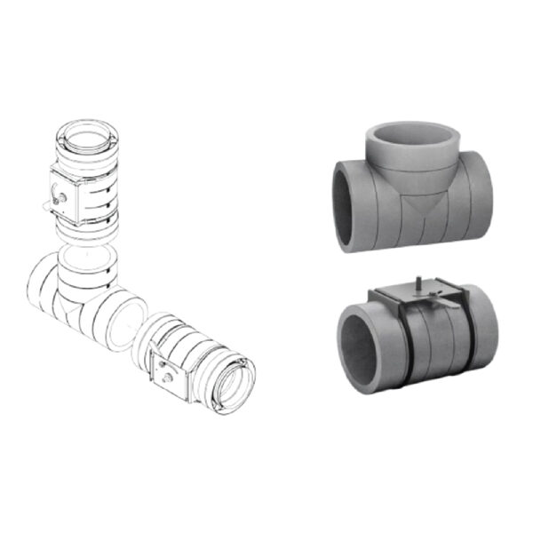 Clapetă de reglare, HEATPEX ARIA ADURO, tehnologie OneClick® , Ø125 [mm], materiale, EPS și oțel galvanizat, etanșeitate ATC 1, suprafață antibacteriană, antimucegai, cu inserție de grafit. Garanție 2 ani.