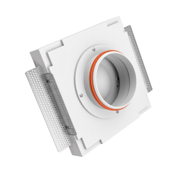 Grilă de ventilație încastrată în rigips, Ergovent KVADRO125, Ø125 mm, debit max. 92 m³/h, material Gips de înaltă densitate, panou frontal pătrat. Garanție 2 ani!