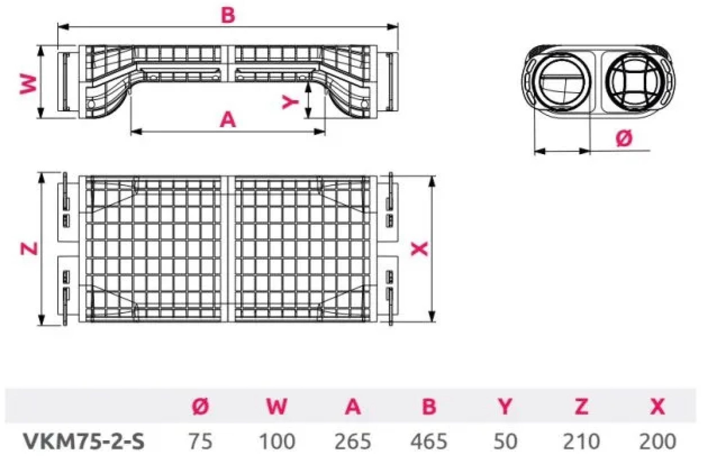 Conector subtraversare Awenta pentru tubulatură (Cross conector) – 2 prize x Ø75 mm, suprafețe antibacteriene, antistatice, antifungice. Garanție 2 ani!