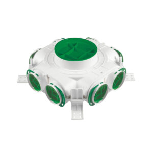 Cutie de distribuție Awenta cu racord vertical central Ø160 mm,  8 prize x Ø75 mm, suprafețe antibacteriene, antistatice, antifungice. Garanție 2 ani!