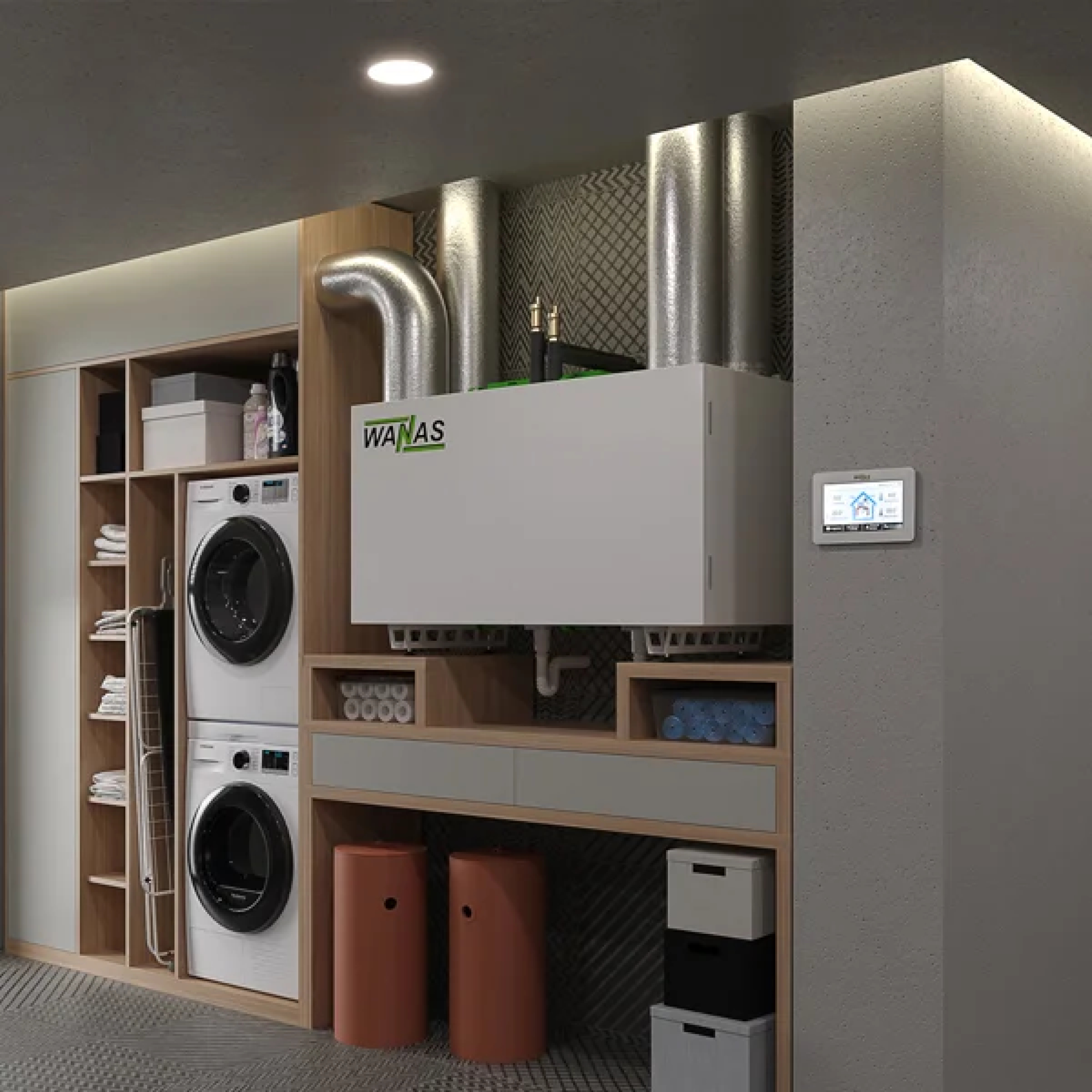 Wanas 630 V Light, unitate de ventilație cu recuperare căldură și umidificare a aerului, debit maxim 630 m³/h, suprafața recomandată 360 m² , eficiență în recuperarea căldurii 87,3%. Garanție 2 ani!