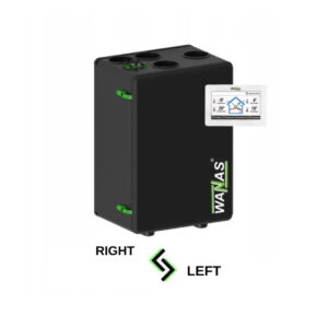 Wanas Black 200 V, unitate de ventilație cu recuperare căldură, debit maxim 200 m³/h, suprafața recomandată 115 m² , eficiență în recuperarea căldurii 87,3%. Garanție 2 ani!