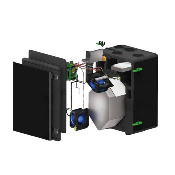 Wanas Black 300 V XF, unitate de ventilație cu recuperare căldură, echilibrare automata a fluxului de aer, debit maxim 300 m³/h, suprafața recomandată 150 m² , eficiență în recuperarea căldurii 87,3%. Garanție 2 ani!