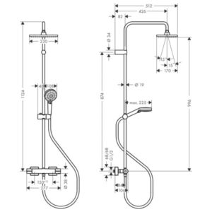 Sistem de duș cu baterie termostată Hansgrohe Vernis Shape 230