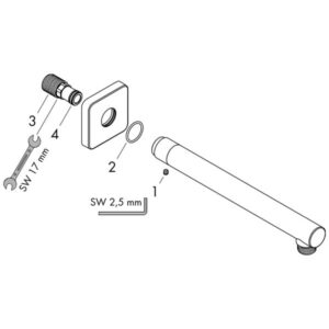 Braț de duș negru mat Hansgrohe Vernis Shape 24 cm