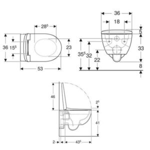Set vas WC suspendat + capac WC Soft Close Geberit Selnova Rimfree