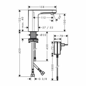 Baterie electroniă pentru lavoar Hansgrohe Vernis Blend, crom