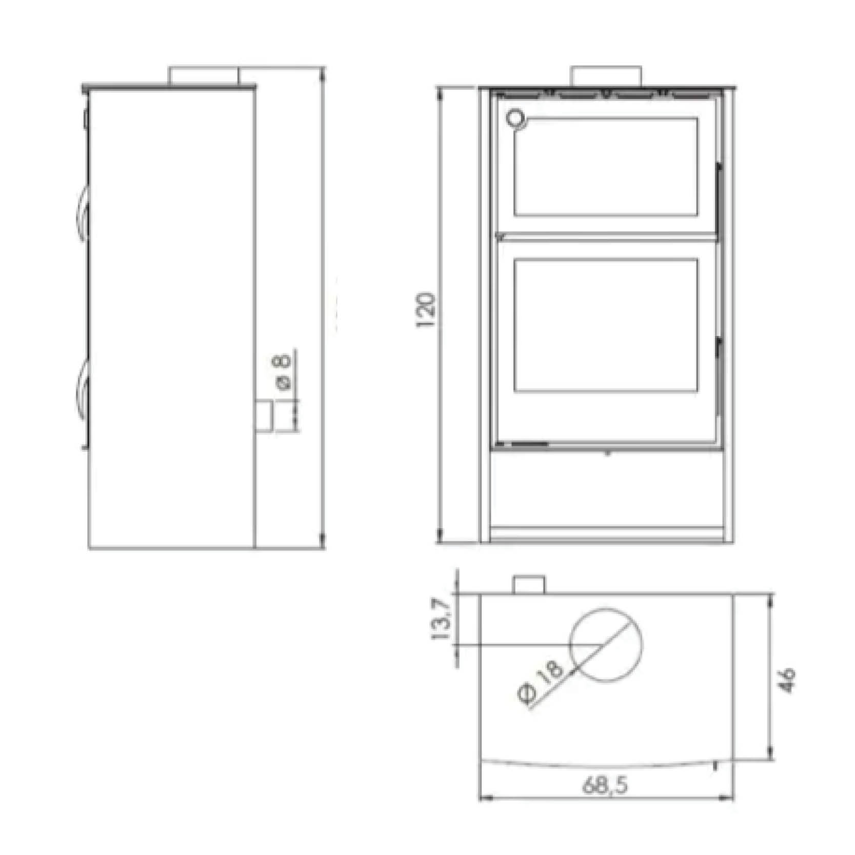 Sobă din oțel, Carbel ATLAS, putere 10 KW, randament 84 %, clasa energetică A+, certificat EcoDesign. Garanție 5 ani!
