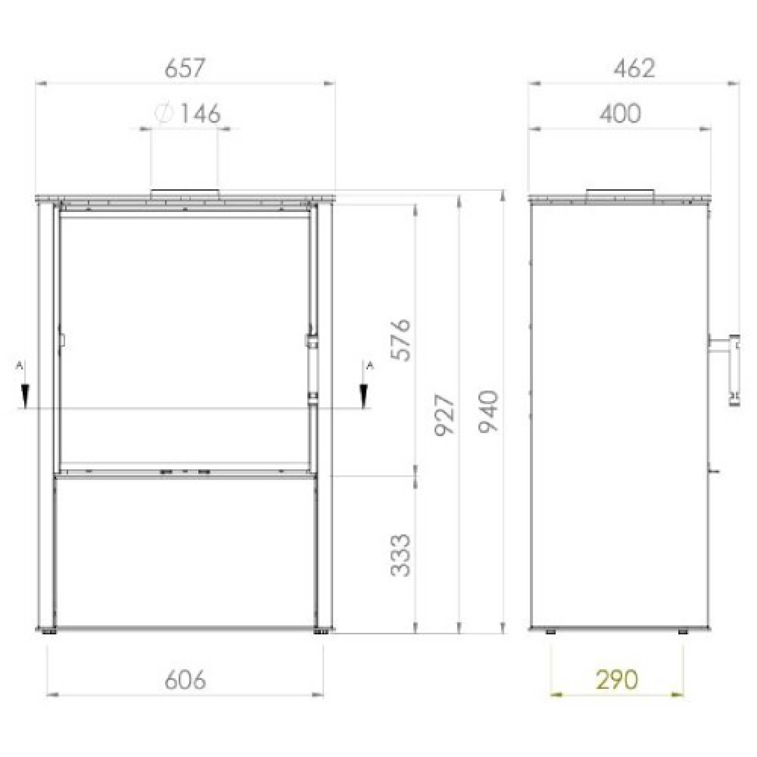 Sobă din oțel, Hitze Lupo M, putere 8,7 KW, randament 82%, clasa energetică A, certificat EcoDesign. Garanție 5 ani!