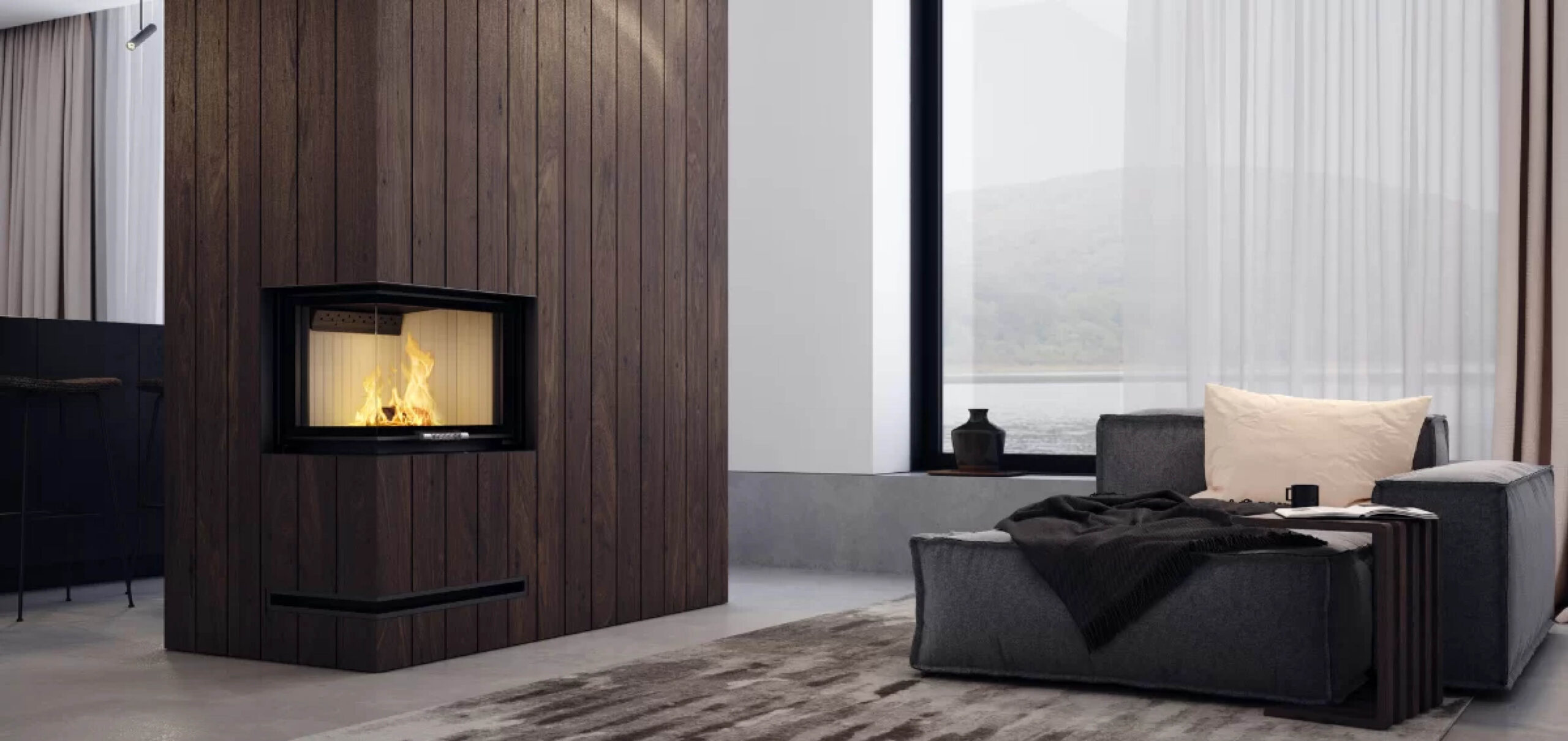 Focar pentru șemineu pe colt stânga (L), Hitze Albero AL11LG.H-D, putere 11 KW, randament 83%, clasa energetică A+, certificat EcoDesign. Garanție 5 ani!