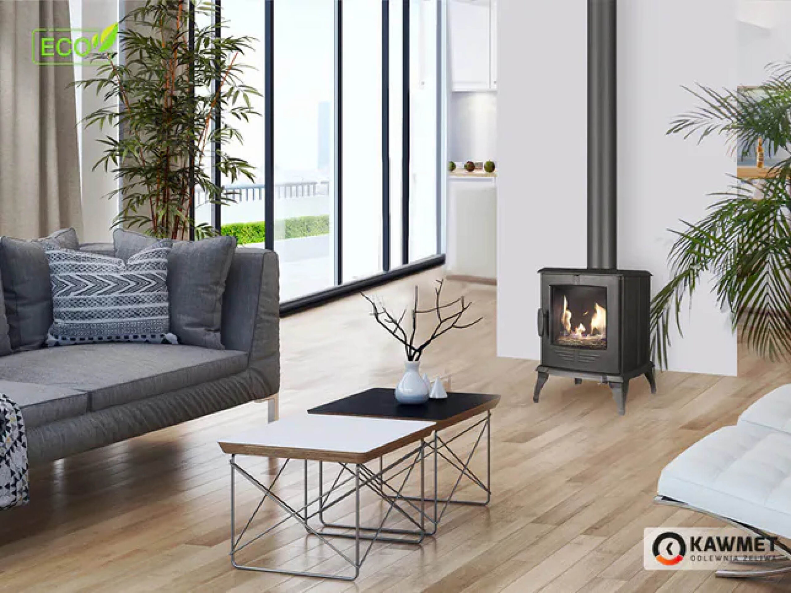 Sobă din fontă, Kawmet P8 ECO, putere 7,9 KW, randament 78%, clasa energetică A, certificat EcoDesign. Garanție 5 ani!