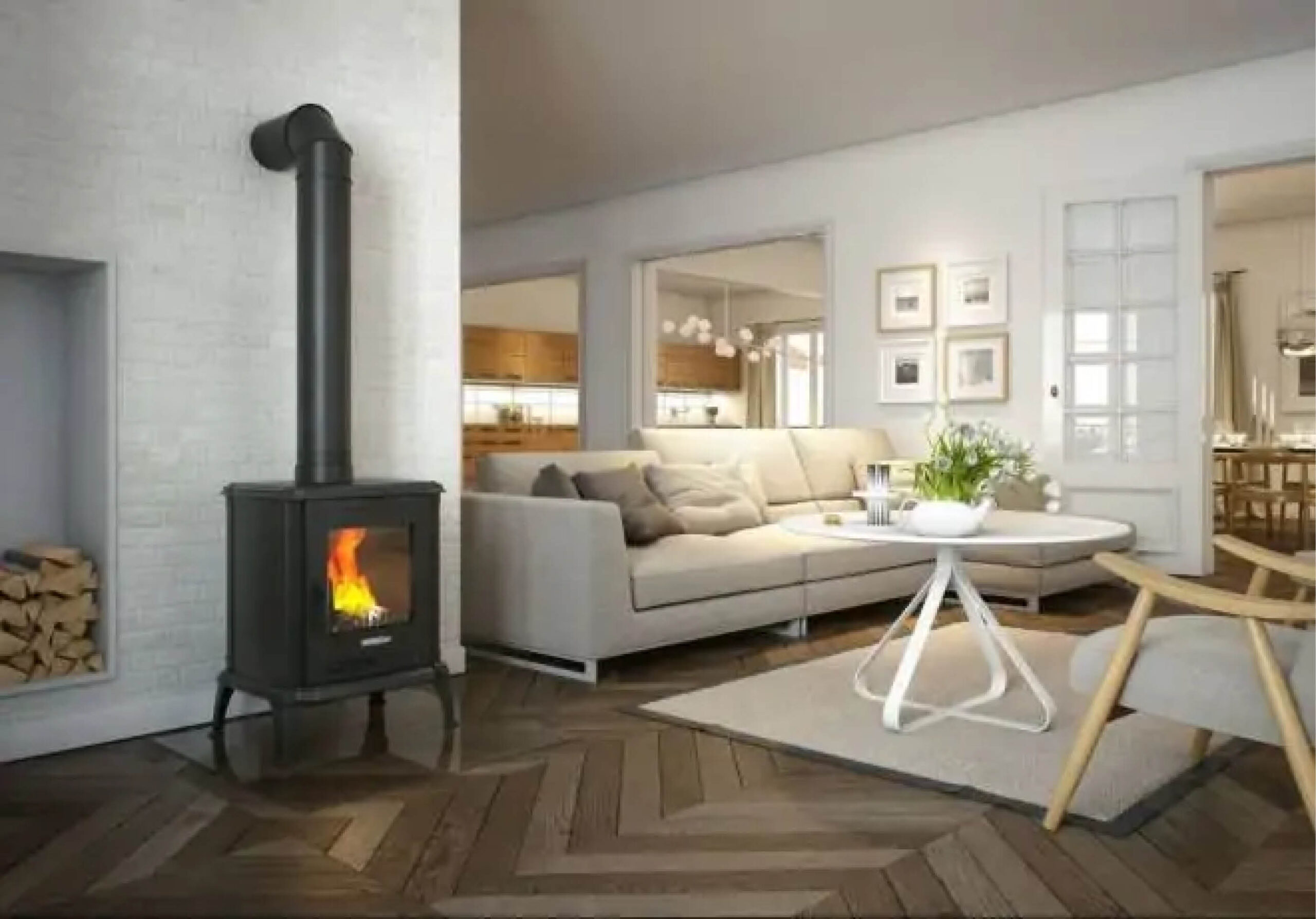 Sobă din fontă, Nordflam Asti, putere 10 KW, randament 70%, clasa energetică A, certificat EcoDesign. Garanție 5 ani!
