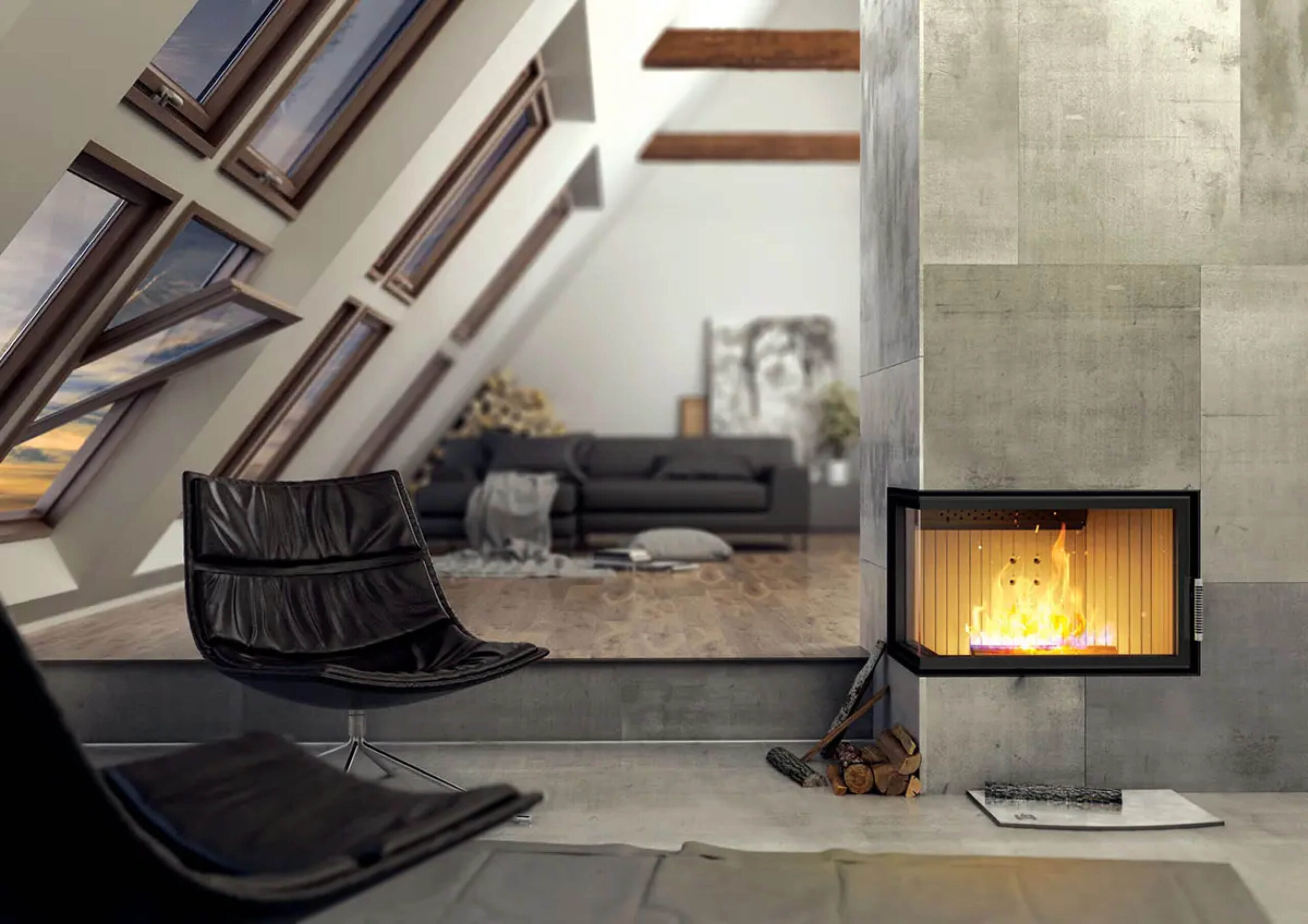 Focar pentru șemineu pe colt stânga (L), Hitze Albero AL14L.H-D, putere 14 KW, randament 83%, clasa energetică A+, certificat EcoDesign. Garanție 5 ani!