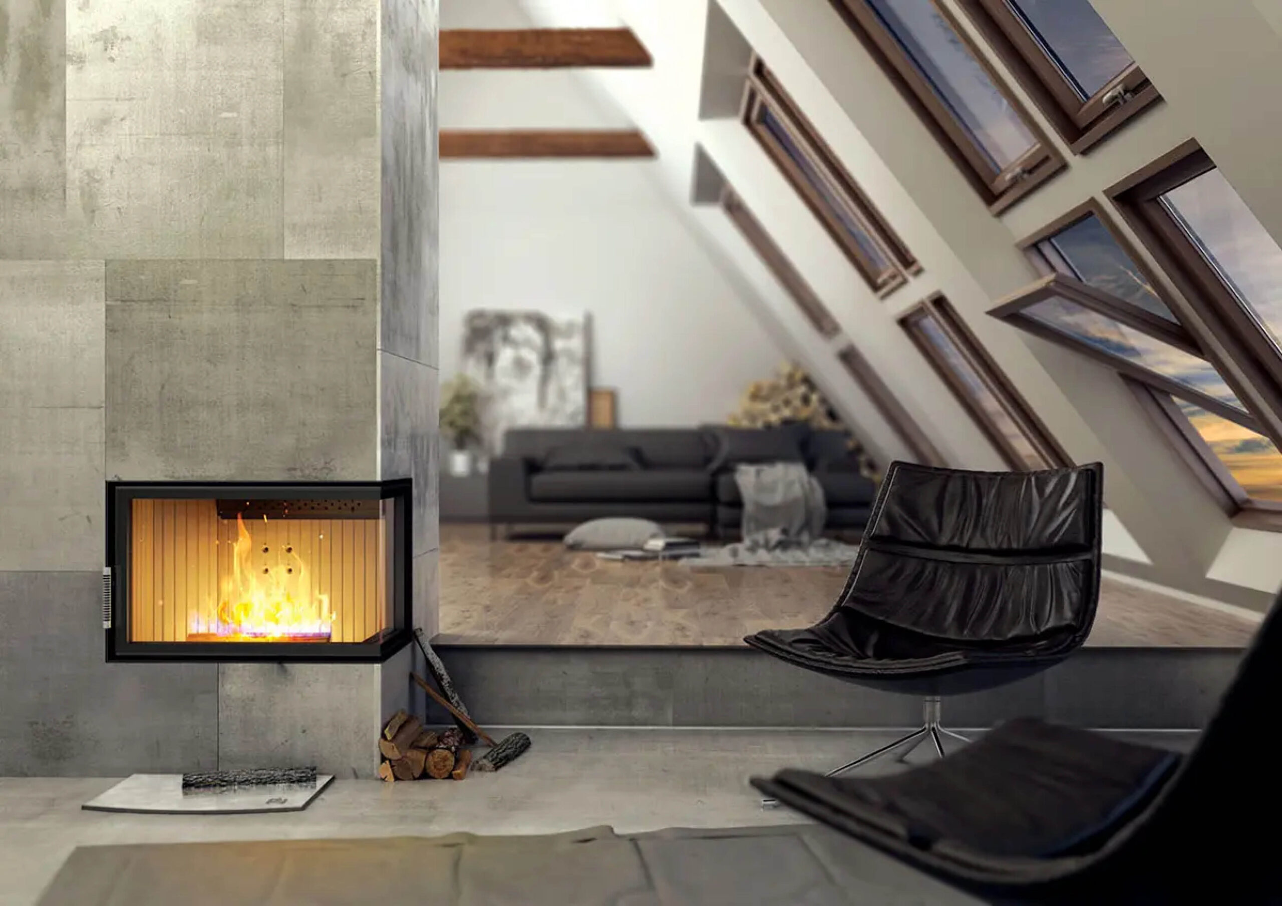 Focar pentru șemineu pe colt dreapta (R), Hitze Albero AL14R.H-D, putere 14 KW, randament 83%, clasa energetică A+, certificat EcoDesign. Garanție 5 ani!