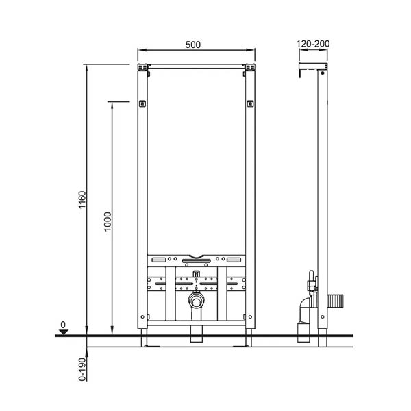 Cadru pentru bideu 116 cm Liv Fix