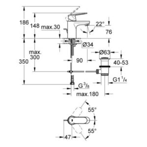 Baterie lavoar cu monocomanda Grohe Eurosmart Cosmopolitan S crom