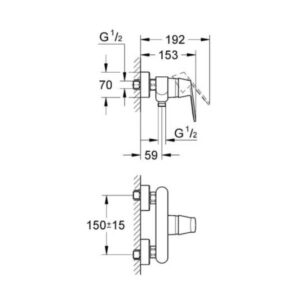 Baterie de duș Grohe Eurosmart Cosmopolitan, monocomandă