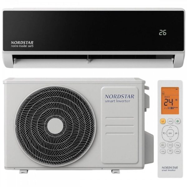 Aer conditionat Nordstar Noire 12000btu, Racire si Incalzire, Filtru ioni de argint, Inverter, Kit Wi-Fi inclus