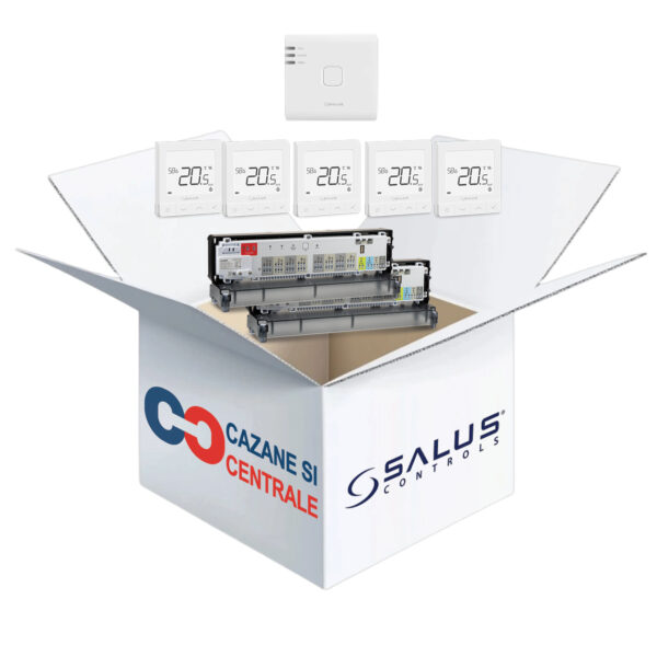 Pachet automatizare Salus iT600, Starter set tip Smart L, 5 zone fara fir