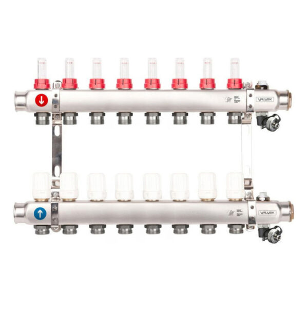 Distribuitor incalzire pardoseala, 1"-3/4", inox, filet interior Valvex, 4-12 cai