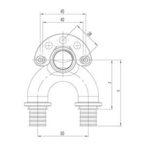 Cot de perete dublu filet interior, FI 1/2 scurt REHAU RAUTITAN RX