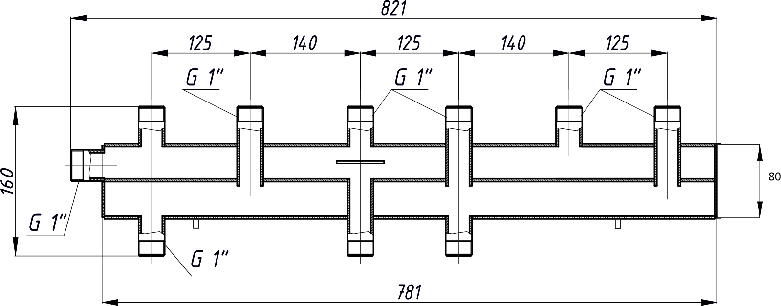 Distribuitor pentru grupuri de pompare, otel, DN25 Pumpfix Termax K41|G125M Distribuitor pentru grupuri de pompare, otel, DN25 Pumpfix Termax K41|G125M