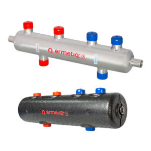 Butelie de egalizare inox izolata, 2 circuite 1" max. 70 kW, Ermetiq