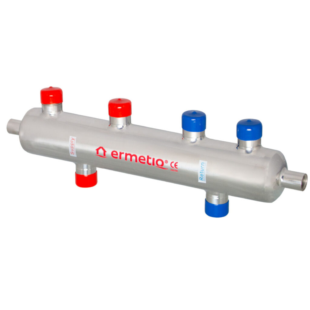 Butelie de egalizare inox izolata, 2 circuite 1" max. 70 kW, Ermetiq