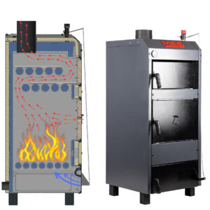 Cazan pe lemne, carbune, brichete MSS Eco Plus, 30 kW, din otel