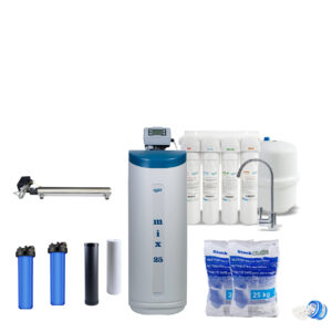 Pachet  Aquapur soluție de filtrare și tratare a apei de puț, tratare calcar, fier mangan, microbiologic si osmoza inversa