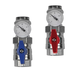 Set robineti tur-retur (rosu/albastru) cu termometru DN25 (1")