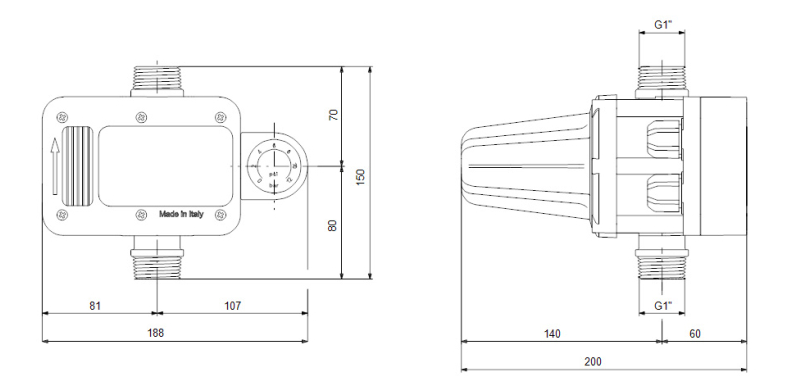 Presostat electronic Grundfos PM Plus, 1.5 kW, 1.5 - 3 bar, IP65, 230 V