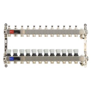 Set distribuitor inox, cu robinet termostatic, robinet micrometric, aerisitoare, 1" Ermetiq