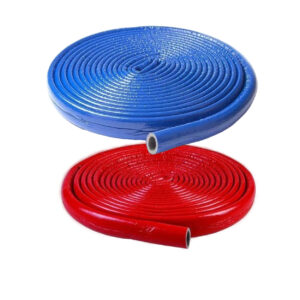 Izolatie teava, polietilena, cu folie, diametru interior 15 mm, grosime 6 mm, rola 10 m, rosie/albastra