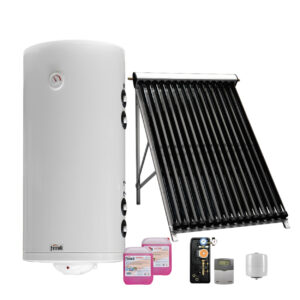 Kit panouri solare apa calda 2-3 persoane, Ferroli Ecotube New 15 boiler Ecounit DW 150 litri, control Wi-Fi