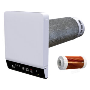 Recuperator de caldura Blauberg Freshpoint 160-E, dublu flux, schimbator caldura cupru, Wi-Fi, 70 m³/h, senzor umiditate, senzor temperatura
