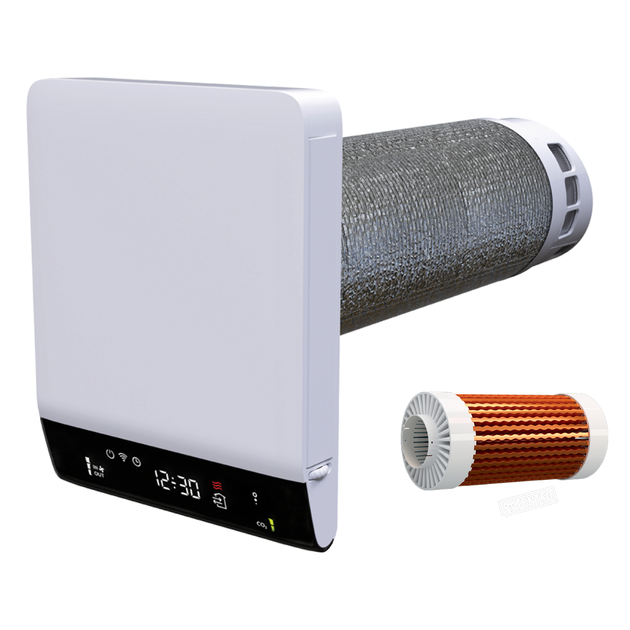 Schimbător de căldură Blauberg FreshPoint Recuperator de caldura Blauberg Freshpoint 160-E Pro, dublu flux, schimbator caldura cupru, Wi-Fi, 70 m³/h, senzor umiditate, senzor temperatura, senzor CO2, senzor voc
