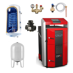 Pachet cazan pe lemne cu gazeificare Attack Profi DPX 25 kW cu boiler 150 litri si elemente siguranta