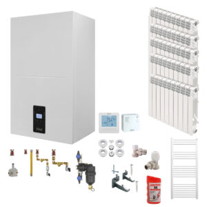 Pachet incalzire Ferroli 50 Mp(2 camere), centrala Bluehelix Alpha 24C, elementi aluminiu 700HP si accesorii
