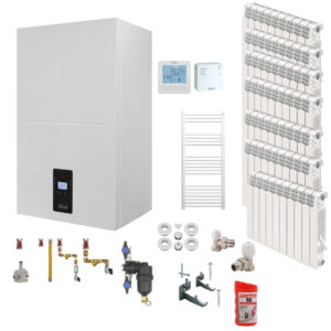 Pachet incalzire Ferroli 75 Mp(3 camere), centrala Bluehelix Alpha 24C, elementi aluminiu 700HP si accesorii